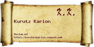 Kurutz Karion névjegykártya